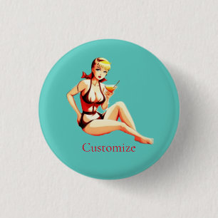 Cute Blonde Martini Bikini Girl Thunder_Cove 3 Cm Round Badge