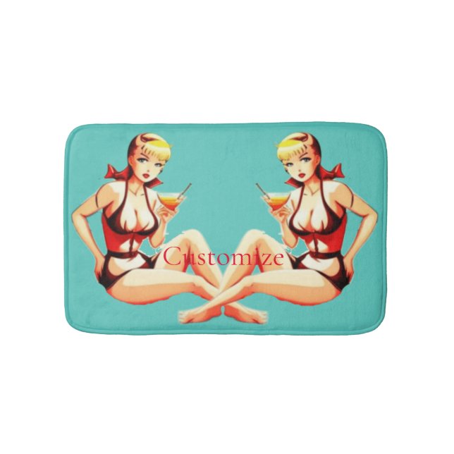 Cute Blonde Martini Bikini Girl Thunder_Cove  Bath Mat (Front)
