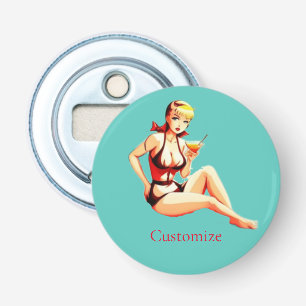 Cute Blonde Martini Bikini Girl Thunder_Cove  Bottle Opener