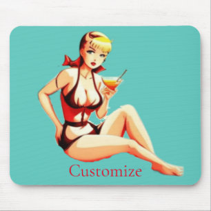 Cute Blonde Martini Bikini Girl Thunder_Cove  Mouse Pad