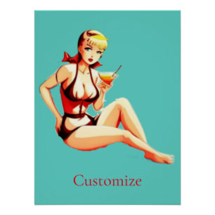 Cute Blonde Martini Bikini Girl Thunder_Cove  Poster