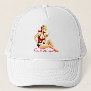 Cute Blonde Martini Bikini Girl Thunder_Cove Trucker Hat