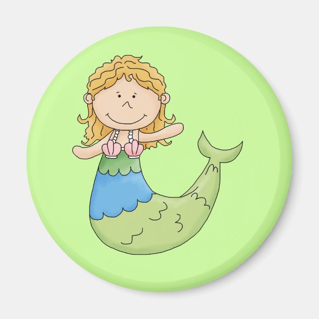Cute Blonde Mermaid Girl Fish Design Magnet (Front)