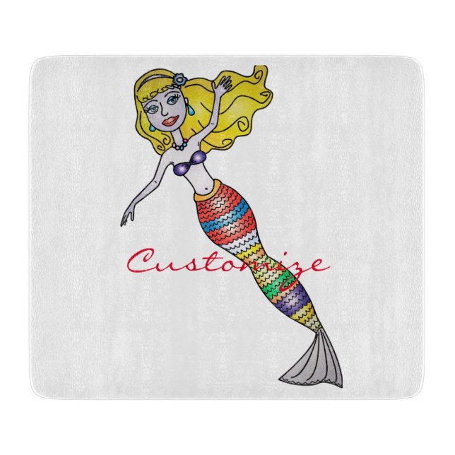 Cute Blonde Mermaid Thunder_Cove Cutting Board (Front)