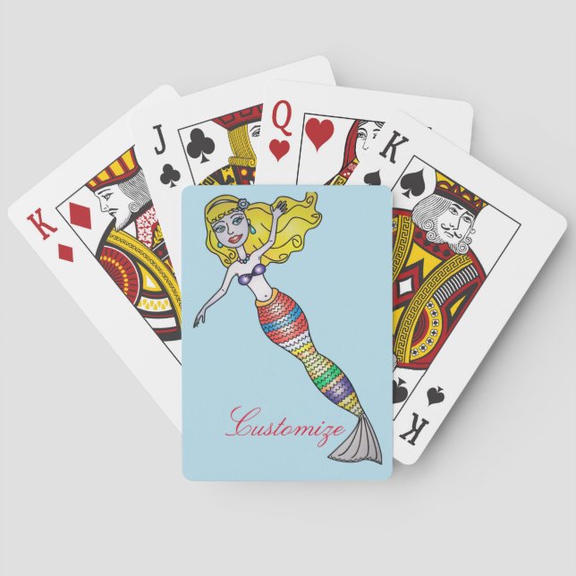 Cute Blonde Mermaid Thunder_Cove Playing Cards (Back)