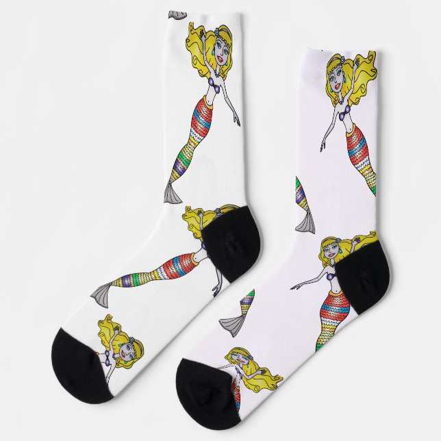 Cute Blonde Mermaid Thunder_Cove Socks (Left)