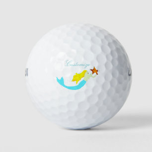 Cute Blonde Mermaid with Star Thunder_Cove Golf Balls