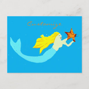 Cute Blonde Mermaid with Star Thunder_Cove Postcard