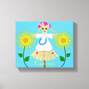 Cute Blonde Pigtails Scarecrow Canvas Print