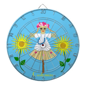 Cute Blonde Pigtails Scarecrow Dartboard