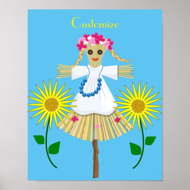 Cute Blonde Pigtails Scarecrow Poster (Front)