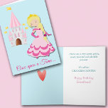 Cute Blonde Princess Granddaughter Birthday Card<br><div class="desc">Here is a cute birthday card for the granddaughter or daughter who dreams of being a princess! The front of the card has a pretty blonde haired princess girl wearing a gold crown and a pink dress. Behind her, in the distance, is her pink and white castle with gold flags...</div>