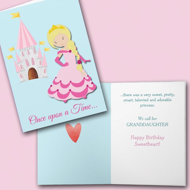 Cute Blonde Princess Granddaughter Birthday Card (Creator Uploaded)