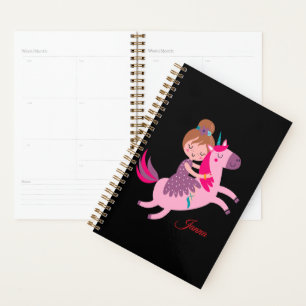 Cute Blondie Haired Girl Riding on a Unicorn Planner