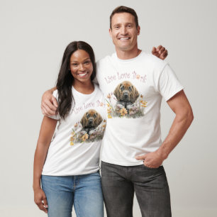 Cute Bloodhound Dog Floral T-Shirt