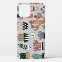 Cute Blooming Cactuses: Hand-Drawn Pattern