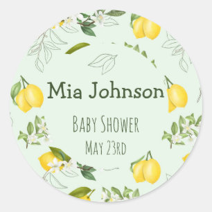 Cute Blooming Lemons Watercolor Baby Shower Classi Classic Round Sticker
