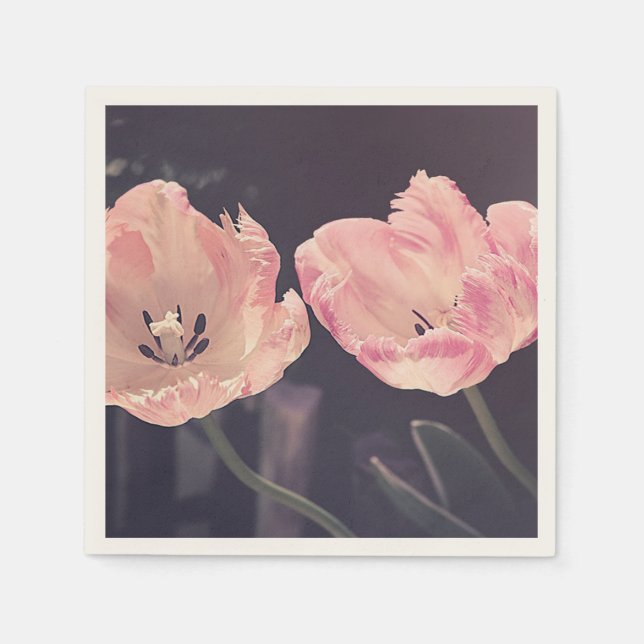 Cute Blooming Tulips -Personalised Napkin (Front)