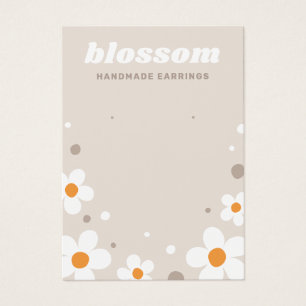 Cute blossom retro font light brown earring card