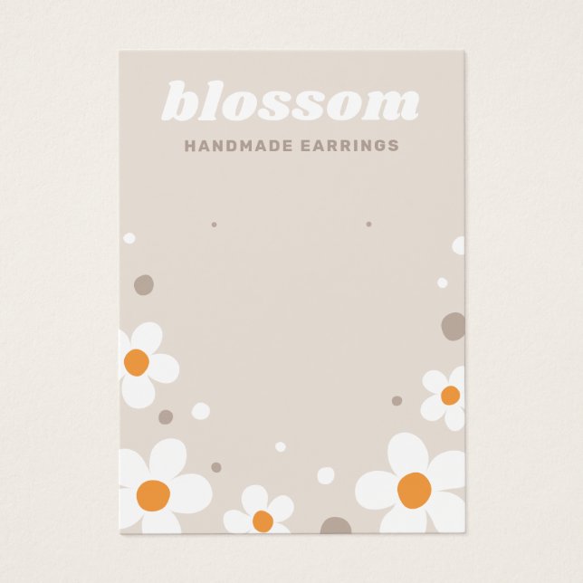 Cute blossom retro font light brown earring card (Front)