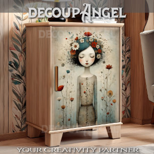 Cute Blossoming Girl Decoupage Tissue Paper