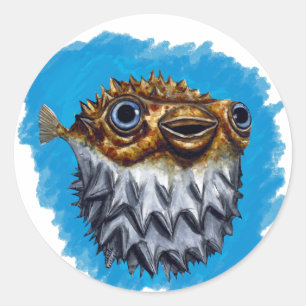 Cute Blowfish Classic Round Sticker