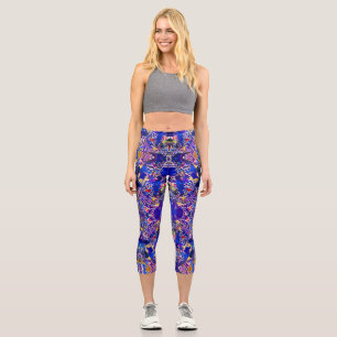 Cute blue abstract elements  capri leggings