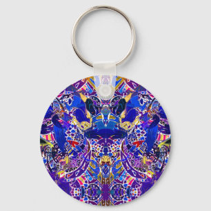 Cute blue abstract elements key ring