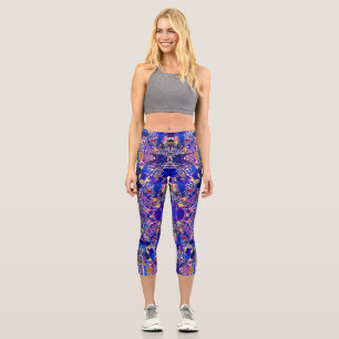Cute blue abstract elements throw pillow capri leggings