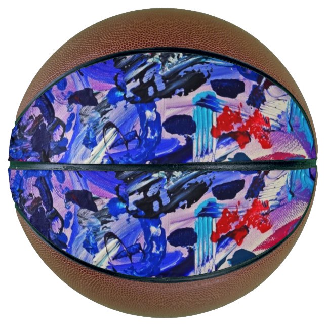 Cute blue abstract painting basketball (Front)