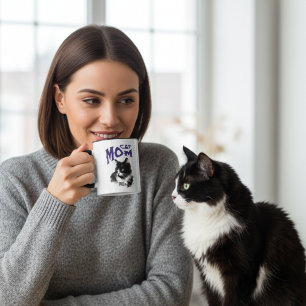 Cute Blue and Black CAT MOM Personalise Mug