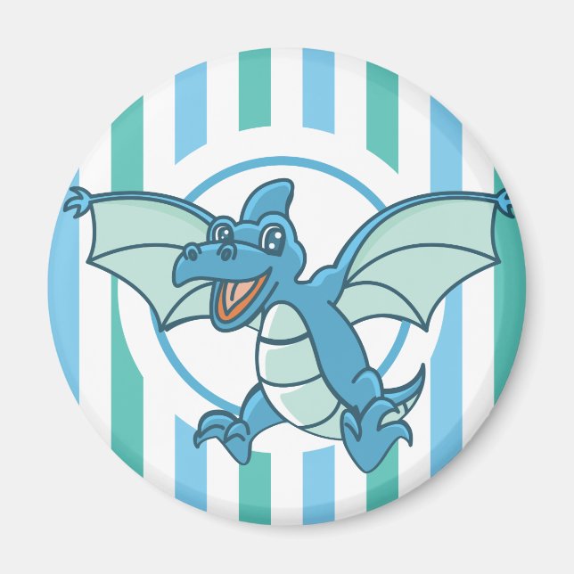 Cute Blue and Green Dragon Dinosaur Magnet (Front)