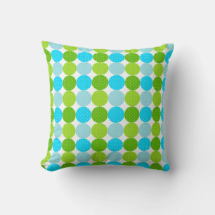 Cute Blue and Green Polka Dot Pattern Cushion