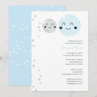 Cute Blue and Grey Planets Baby Girl Shower