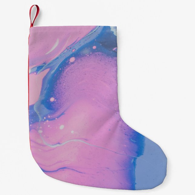 CUTE BLUE AND PASTEL PAINT SMALL CHRISTMAS STOCKING (Front)