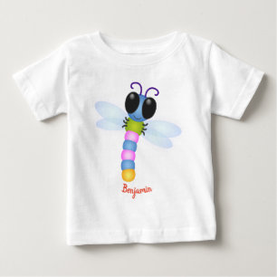 Cute blue and pink dragonfly cartoon illustration baby T-Shirt