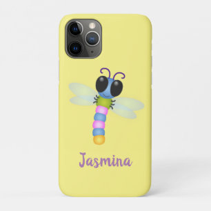 Cute blue and pink dragonfly cartoon illustration Case-Mate iPhone case