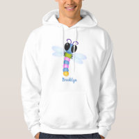 Cute blue and pink dragonfly cartoon illustration