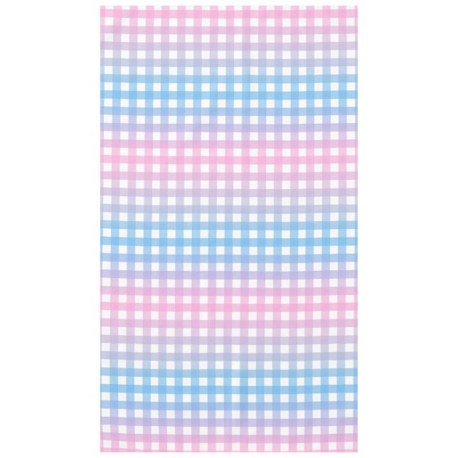 Cute Blue and Pink Gingham Plaid Tablecloth (Front)