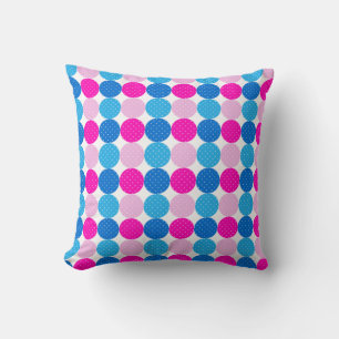 Cute Blue and Pink Polka Dot Pattern Cushion