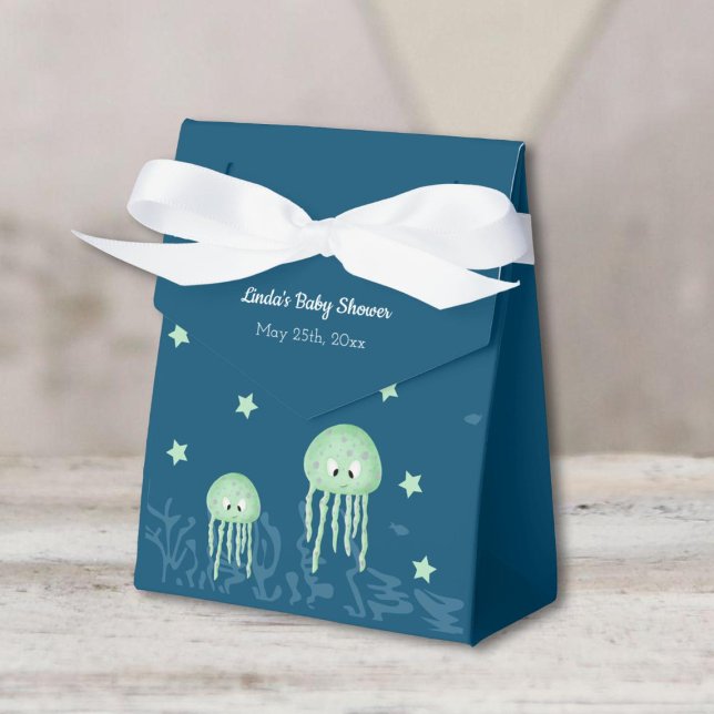 Cute Blue and Turquoise Under the Sea Jellyfish  Favour Box (Creator Uploaded)