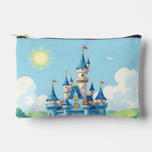 Cute blue and white castle accessory pouch