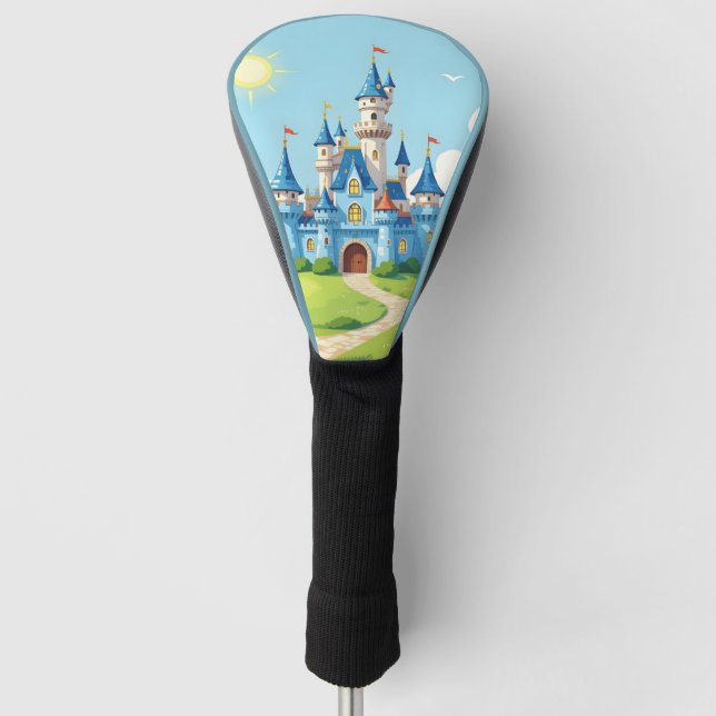 Cute blue and white castle golf head cover (Front)