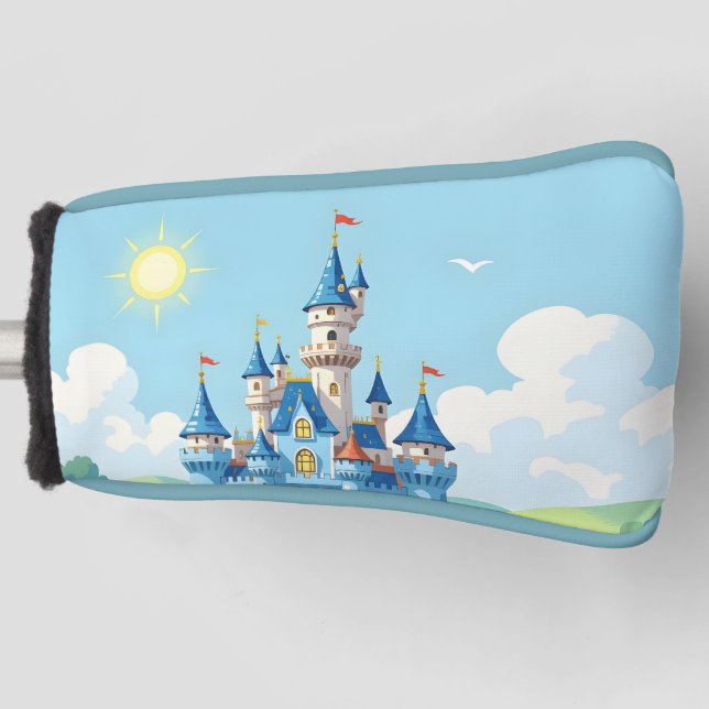 Cute blue and white castle golf head cover (Front)