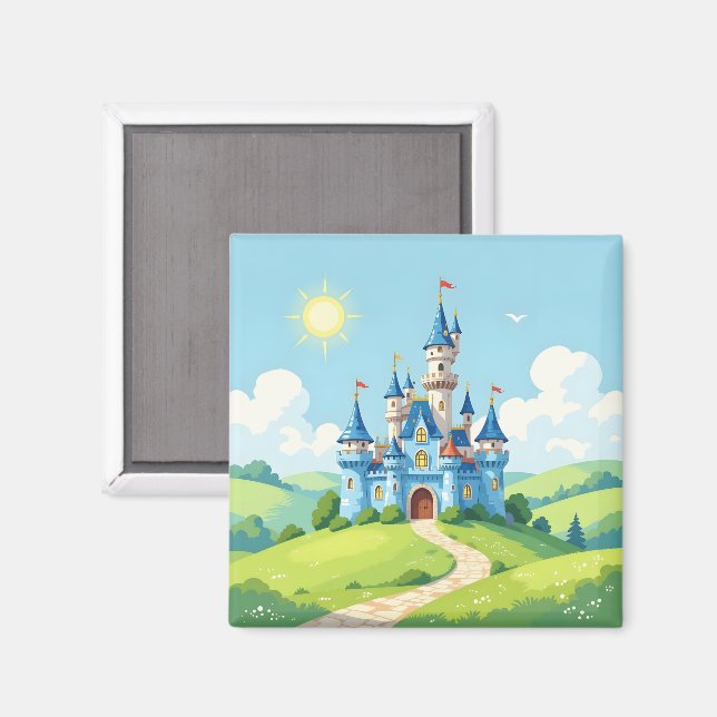 Cute blue and white castle magnet (Front/Back)