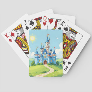 Cute blue and white castle playing cards