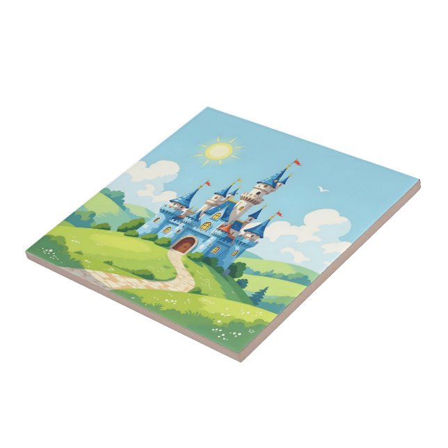 Cute blue and white castle tile (Side)