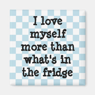 Cute blue and white chequerboard diet affirmation magnet