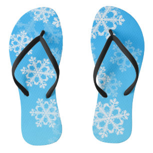 Cute blue and white Christmas snowflakes Jandals