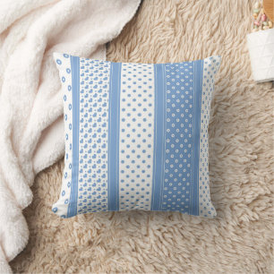 Cute blue and white modern trendy hearts and dots cushion